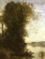 Le Batelier Quittant La Rive Avec Une Femme Et Une Femme plein air Romanticism Jean Baptiste Camille Corot